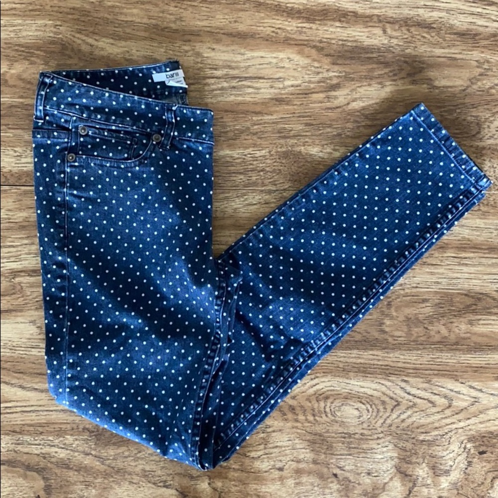 Polka dot skinny ankle jeans